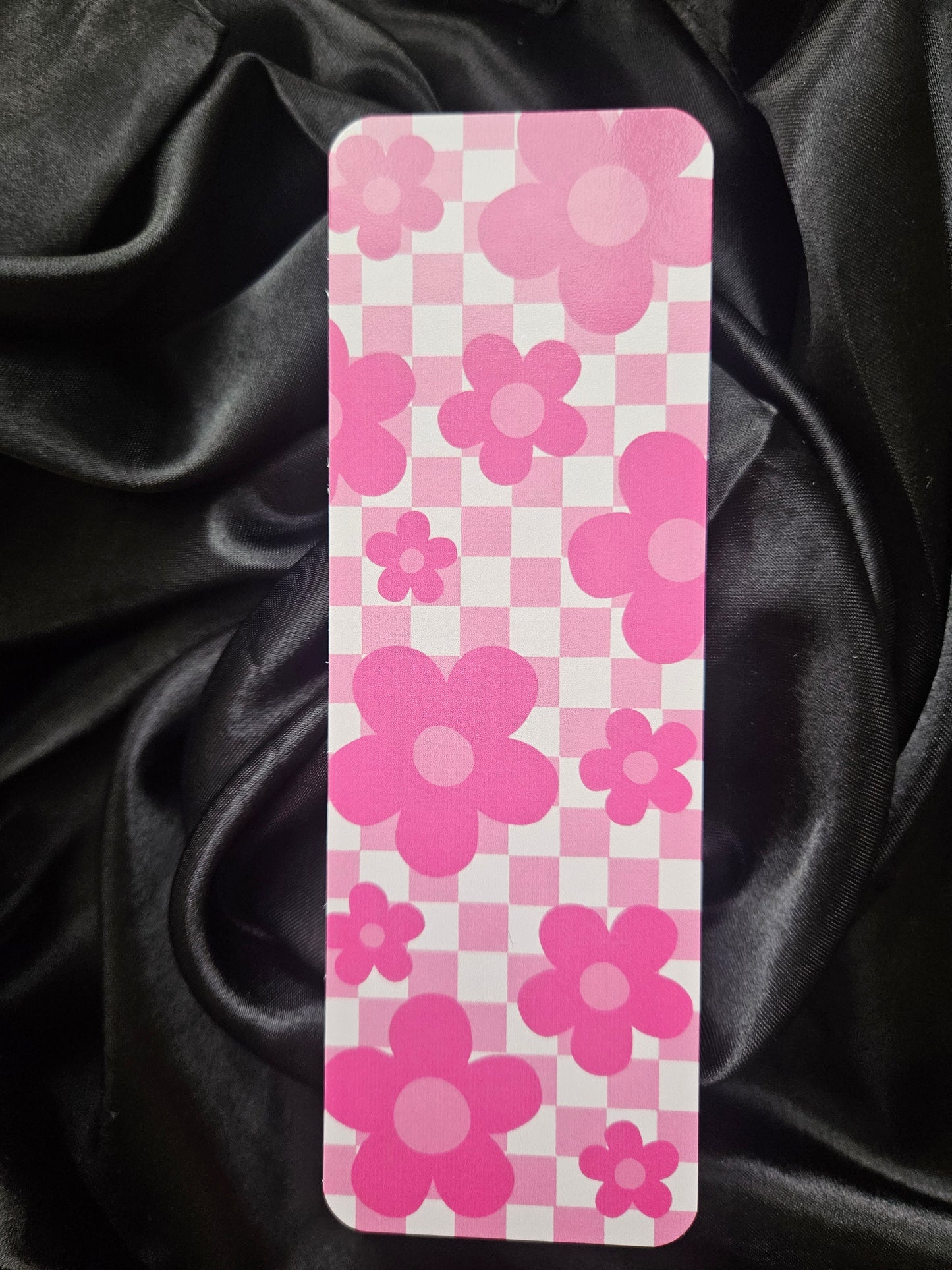 Pink Checked Flower Bookmark